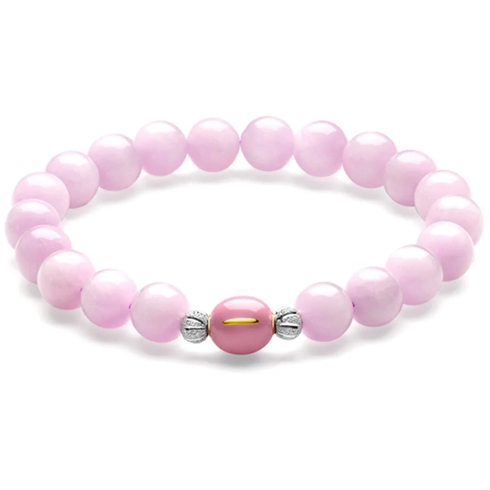 YISIXICI ZL13140016 Women's Crystal Bracelet Spodumene Beaded Jewelry Birthday Gift - Pink Bead - 1