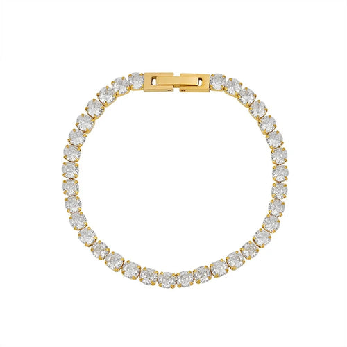 European Style Titanium Steel Bracelet Fashion Zircon Elements Luxury Jewelry 17cm Length - Gold - 1