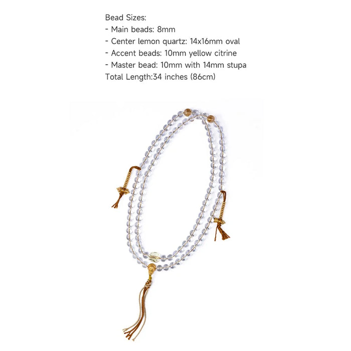 108 White Crystal Beads Buddhist Prayer Wrap Bracelet Mala Beads Necklace with Silk Pouch - 7