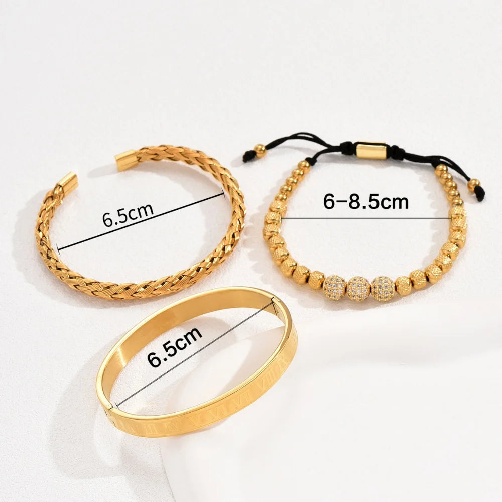 Copper Bracelets Adjustable Zircon Inlaid Geometric Design Bangle Hip Hop Style Luxury Jewelry for Men and Women - 5