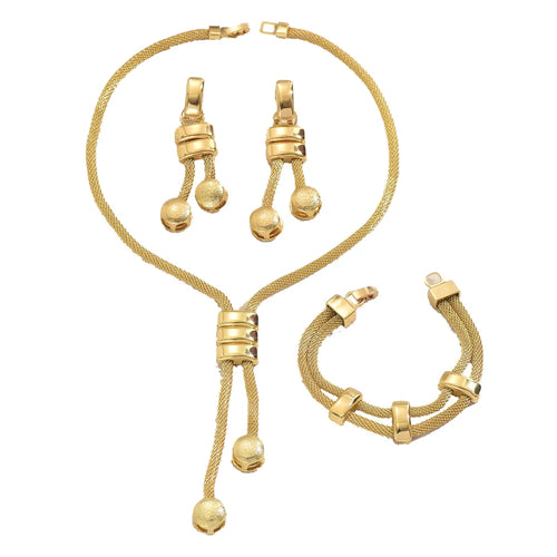 BASHA Women Jewelry Set Necklace Earrings Bracelet 3 Piece Geometric Design Fashion Accessories European Style Tassel - 1