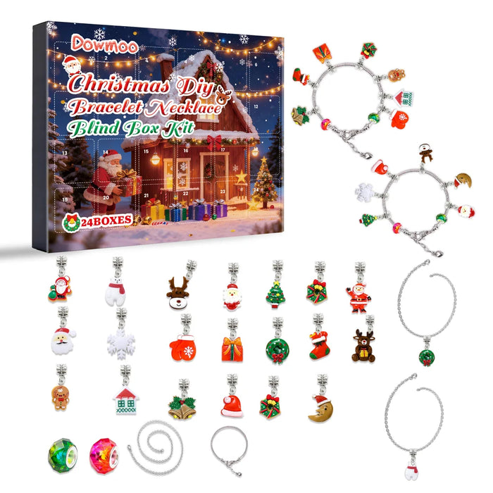 DOWMOO 24PCS Christmas DIY Jewelry Blind Box Set Gift Bracelet Necklace Making Kit Charms Craft Tool - 1 Set - 1