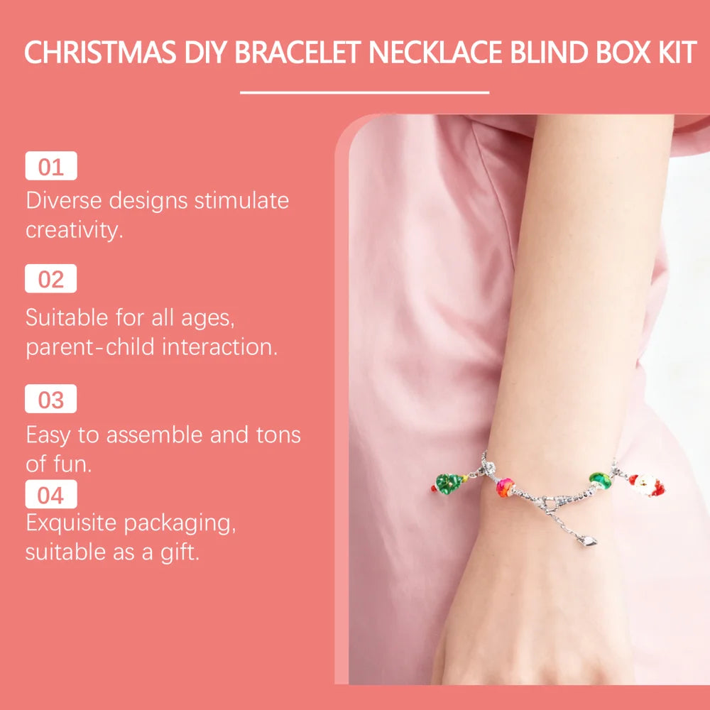 DOWMOO 24PCS Christmas DIY Jewelry Blind Box Set Gift Bracelet Necklace Making Kit Charms Craft Tool - 1 Set - 4
