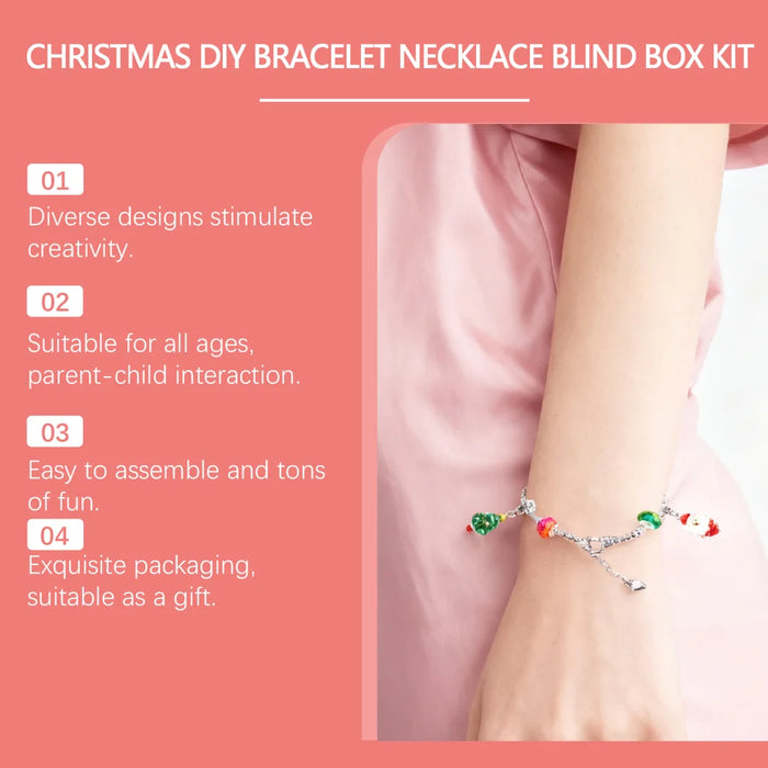 DOWMOO 24PCS Christmas DIY Jewelry Blind Box Set Gift Bracelet Necklace Making Kit Charms Craft Tool - 1 Set - 4