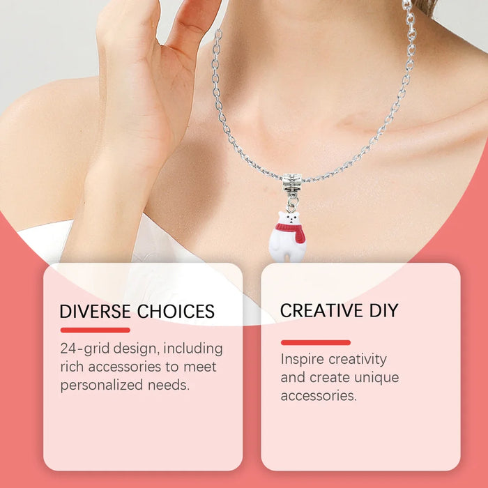DOWMOO 24PCS Christmas DIY Jewelry Blind Box Set Gift Bracelet Necklace Making Kit Charms Craft Tool - 1 Set - 5