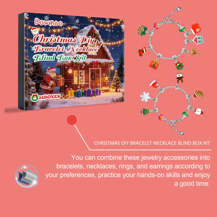 DOWMOO 24PCS Christmas DIY Jewelry Blind Box Set Gift Bracelet Necklace Making Kit Charms Craft Tool - 1 Set - 7