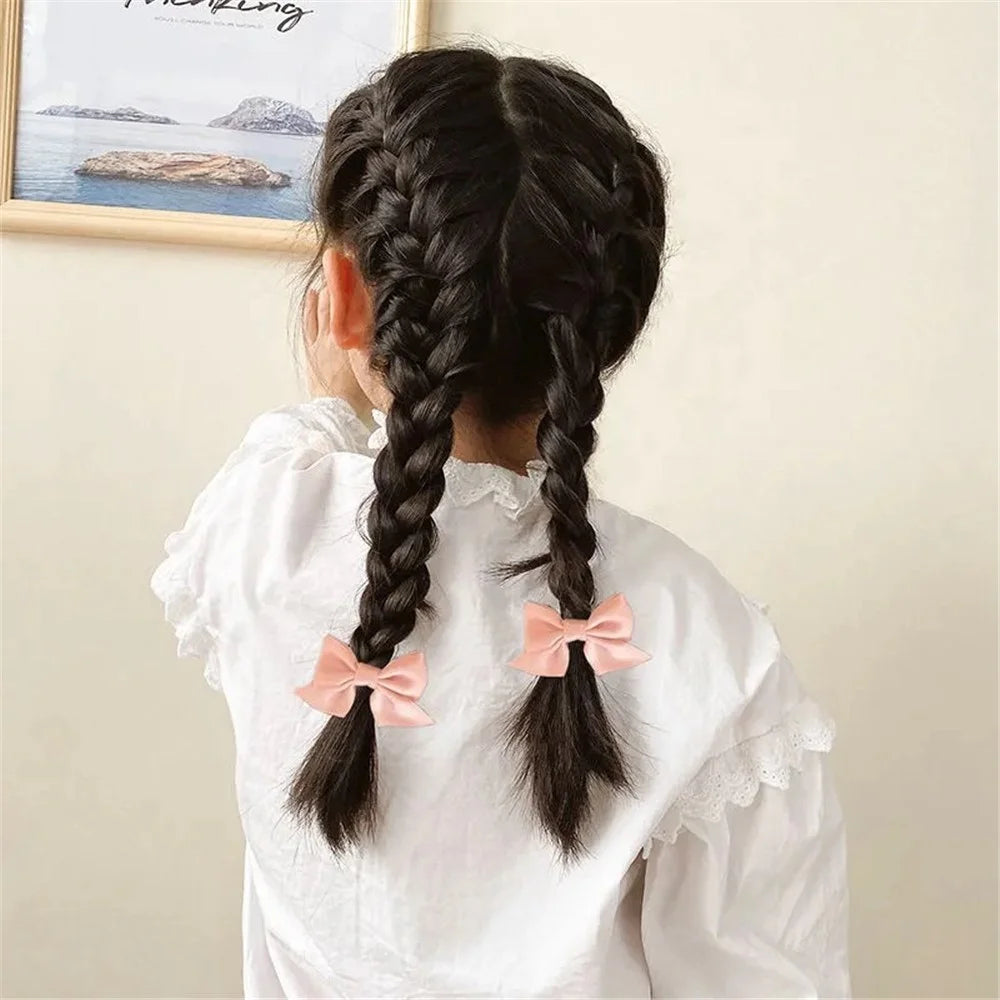 ETHDJ00601  1Pair Simple Style Hair Bow Clips Non-slip Cute Bows Clip Barrettes Hair Accessories for Baby Girls - Red - 4