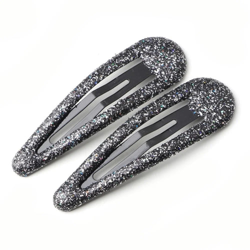 BBJ 100Pcs/Set Glitter Snap Hair Clips Non-slip Cute Hair Clip Metal Barrettes Kawaii Hair Accessories for Girls Toddlers - Black - 1