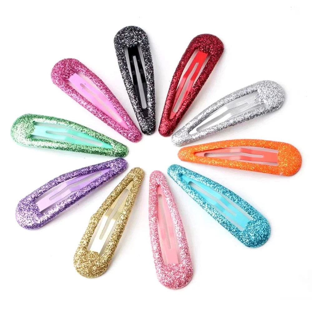 BBJ 100Pcs/Set Glitter Snap Hair Clips Non-slip Cute Hair Clip Metal Barrettes Kawaii Hair Accessories for Girls Toddlers - Black - 2