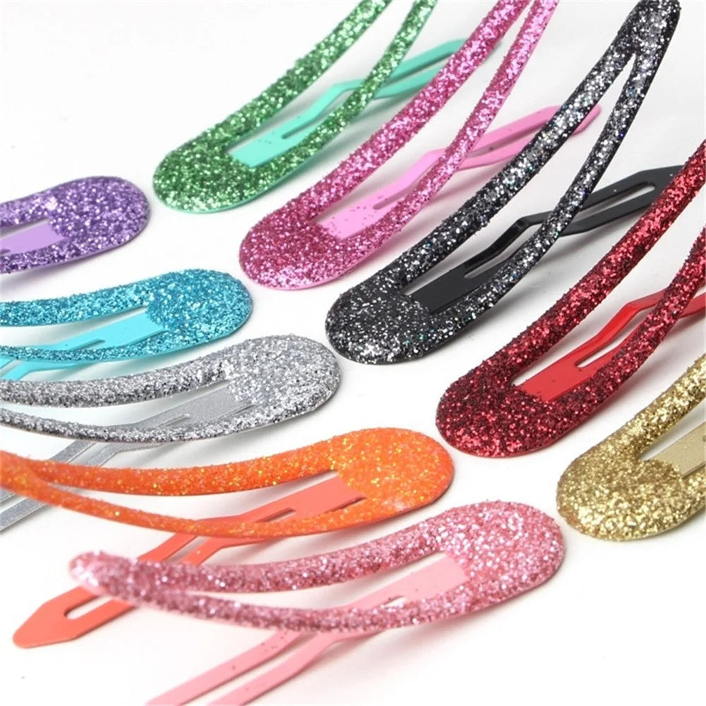 BBJ 100Pcs/Set Glitter Snap Hair Clips Non-slip Cute Hair Clip Metal Barrettes Kawaii Hair Accessories for Girls Toddlers - Black - 3
