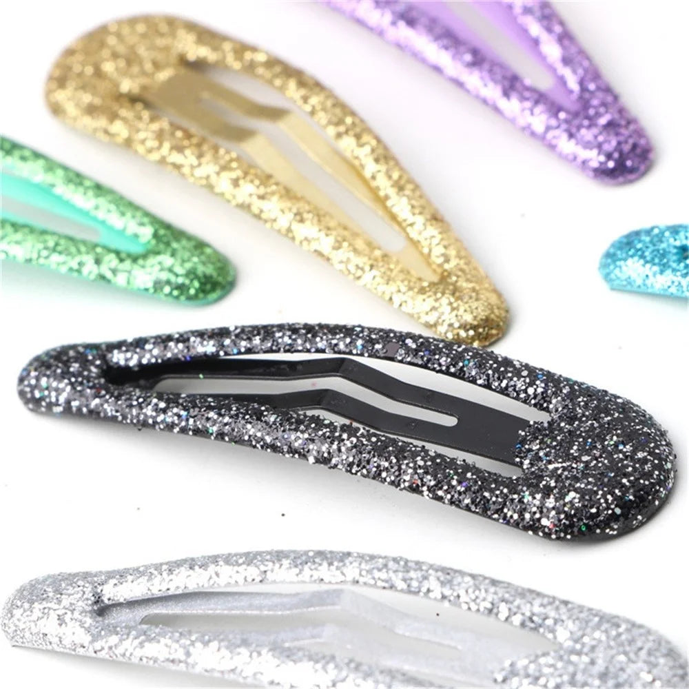 BBJ 100Pcs/Set Glitter Snap Hair Clips Non-slip Cute Hair Clip Metal Barrettes Kawaii Hair Accessories for Girls Toddlers - Black - 4