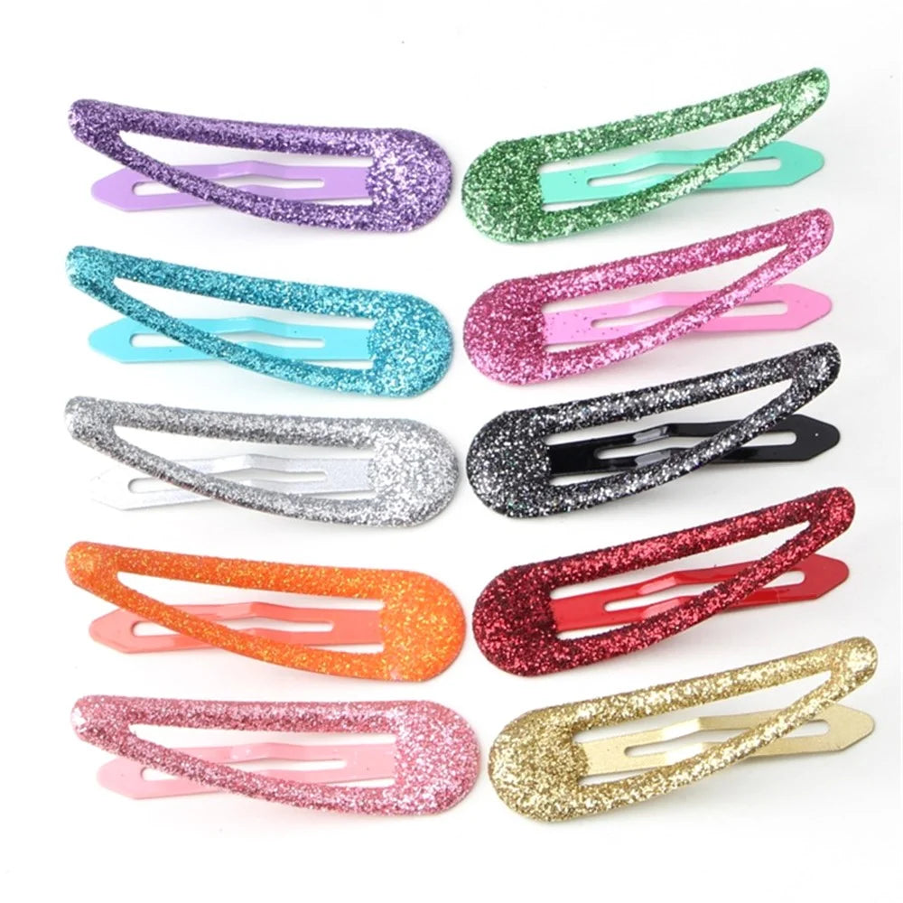 BBJ 100Pcs/Set Glitter Snap Hair Clips Non-slip Cute Hair Clip Metal Barrettes Kawaii Hair Accessories for Girls Toddlers - Black - 5
