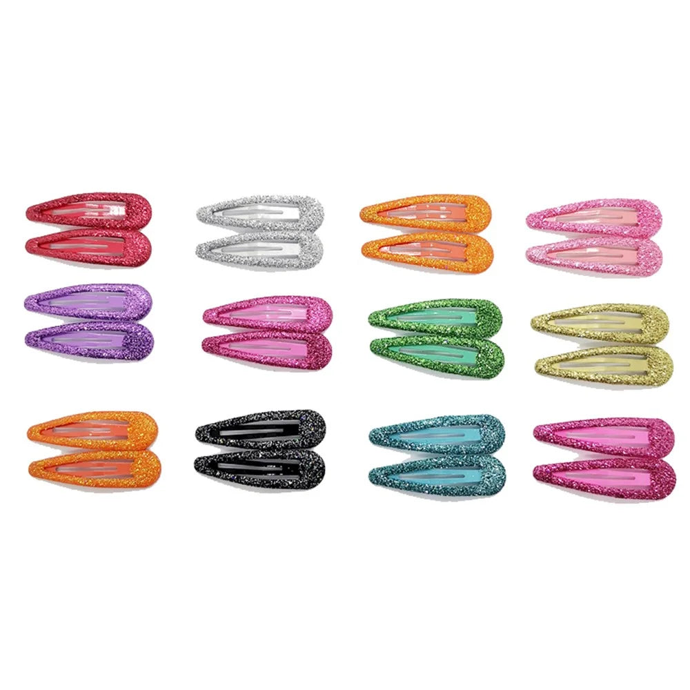 BBJ 100Pcs/Set Glitter Snap Hair Clips Non-slip Cute Hair Clip Metal Barrettes Kawaii Hair Accessories for Girls Toddlers - Black - 6