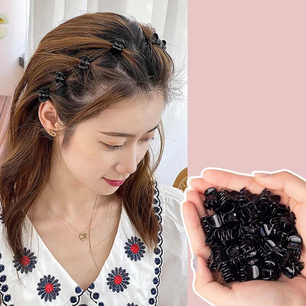 FJ-354 120Pcs / Set Mini Hair Clips DIY Hair Style Acrylic Claws Clamps for Girls and Women - Bright Black - 2