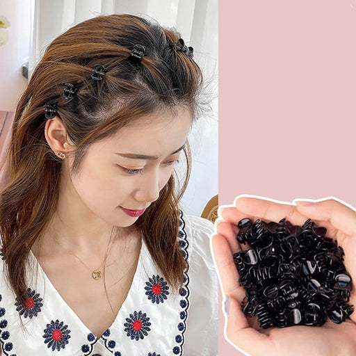 FJ-354 120Pcs / Set Mini Hair Clips DIY Hair Style Acrylic Claws Clamps for Girls and Women - Bright Black - 2