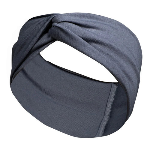 FD002 Solid Color Sports Yoga Running Women Headband Sweat-absorbent Cloth Cross Hairband  - Grey - 1