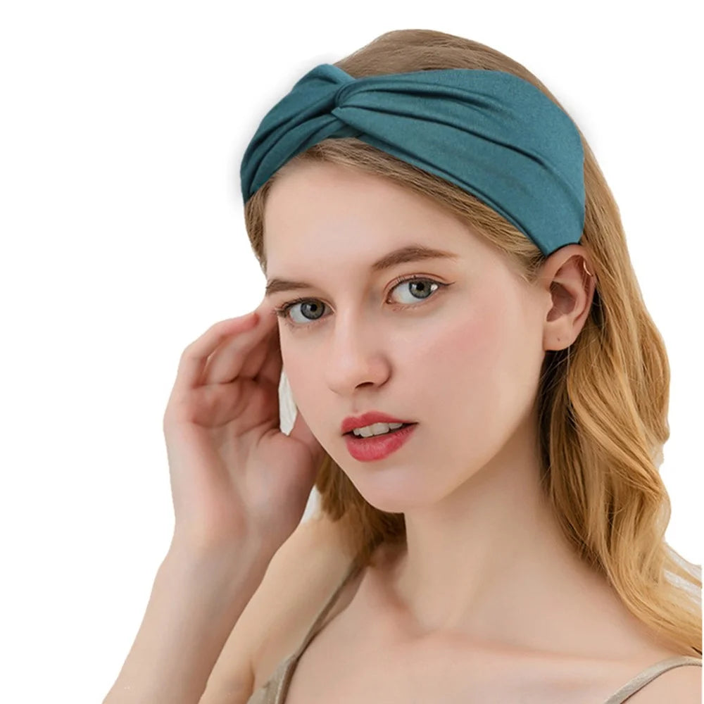 FD002 Solid Color Sports Yoga Running Women Headband Sweat-absorbent Cloth Cross Hairband  - Grey - 2