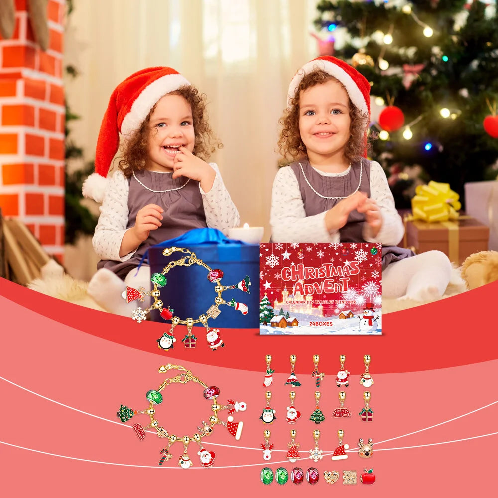 DOWMOO 24PCS Christmas Advent Calendar DIY Bracelet Making Kit Jewelry Gift Box for Women / Girls / Friends - 1 Set - 2
