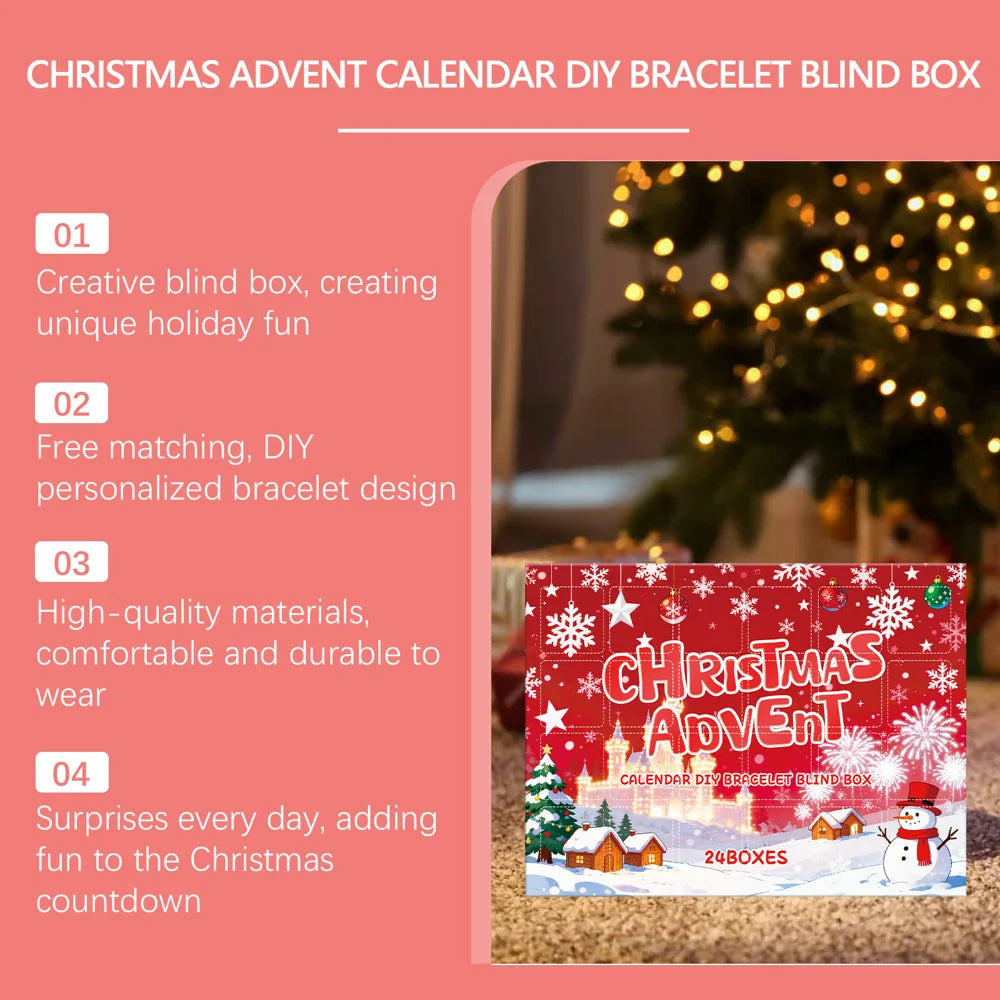 DOWMOO 24PCS Christmas Advent Calendar DIY Bracelet Making Kit Jewelry Gift Box for Women / Girls / Friends - 1 Set - 3