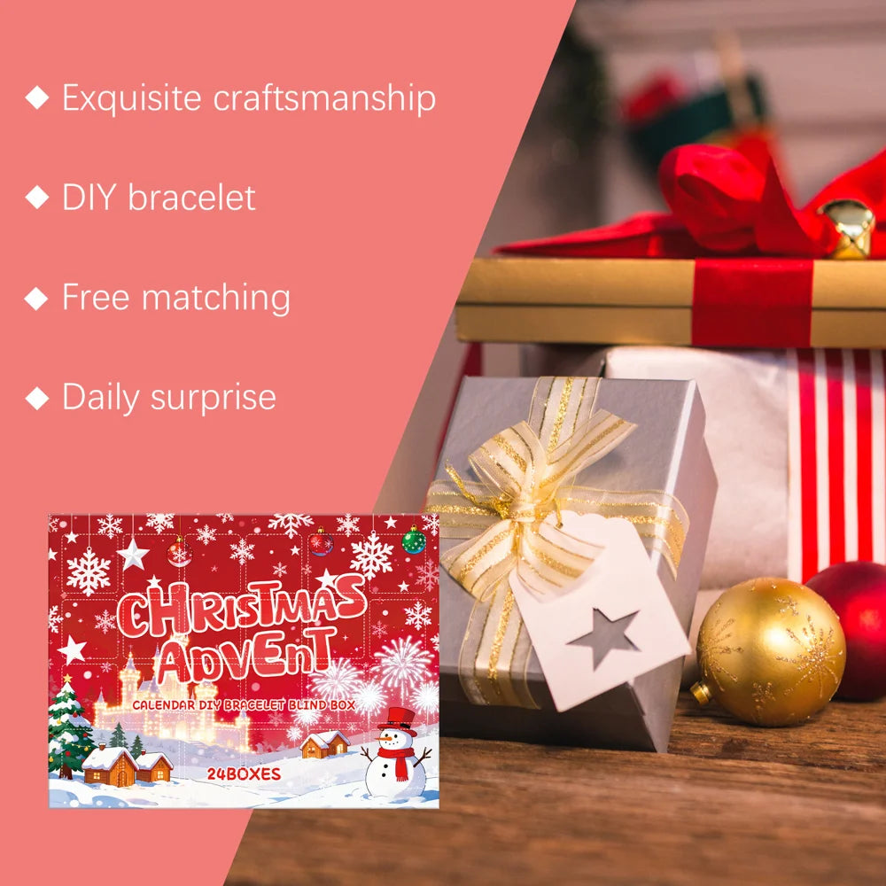 DOWMOO 24PCS Christmas Advent Calendar DIY Bracelet Making Kit Jewelry Gift Box for Women / Girls / Friends - 1 Set - 4