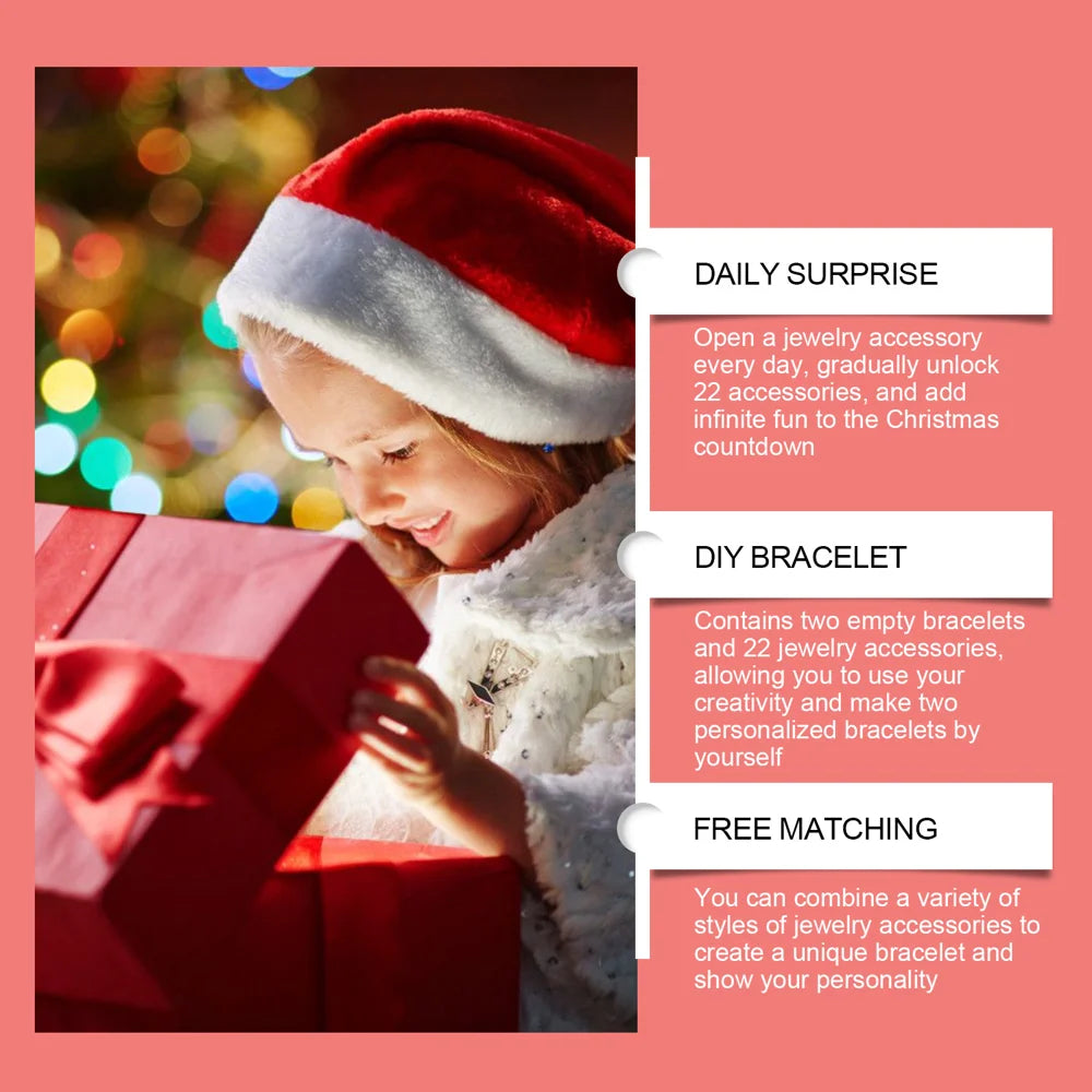 DOWMOO 24PCS Christmas Advent Calendar DIY Bracelet Making Kit Jewelry Gift Box for Women / Girls / Friends - 1 Set - 6