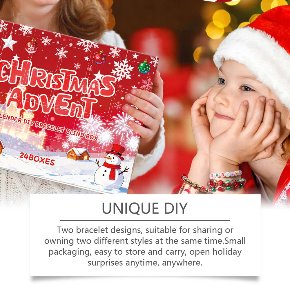 DOWMOO 24PCS Christmas Advent Calendar DIY Bracelet Making Kit Jewelry Gift Box for Women / Girls / Friends - 1 Set - 7