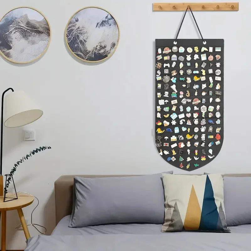 Jewelry Storage Holder Board Felt Wall Hanging Display Organizer for Brooches Earrings - Black/66*35Cm - 3