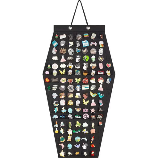 Felt Storage Organizer for Badges Pins Jewelry Collection Wall Hanging Display Board - Black - 2