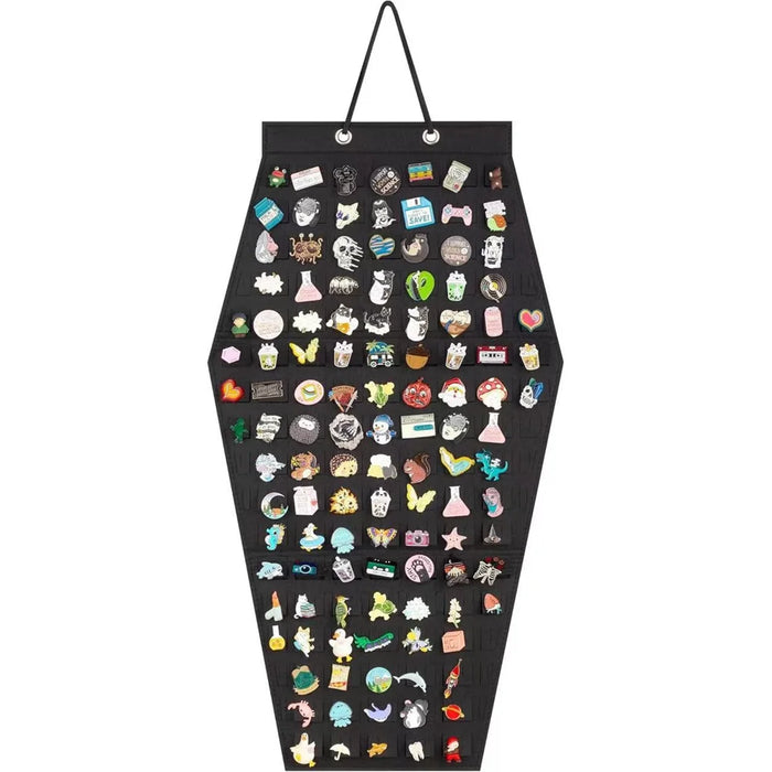 Felt Storage Organizer for Badges Pins Jewelry Collection Wall Hanging Display Board - Black - 2