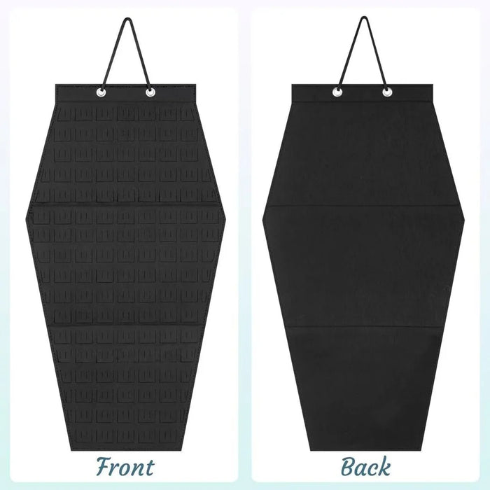 Felt Storage Organizer for Badges Pins Jewelry Collection Wall Hanging Display Board - Black - 5