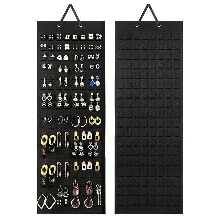 Felt Earrings Organizer 608 Holes Wall Hanging Jewelry Storage Board for Brooch Pins - Black - 2