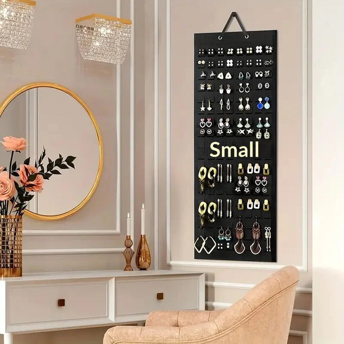 Felt Earrings Organizer 608 Holes Wall Hanging Jewelry Storage Board for Brooch Pins - Black - 3