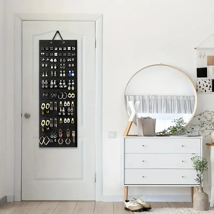 Felt Earrings Organizer 608 Holes Wall Hanging Jewelry Storage Board for Brooch Pins - Black - 4