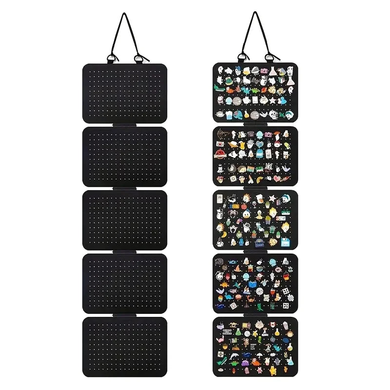 5-Panel Felt Jewelry Storage Board Wall Hanging Display Organizer for Earrings Brooch Pins - Black - 2