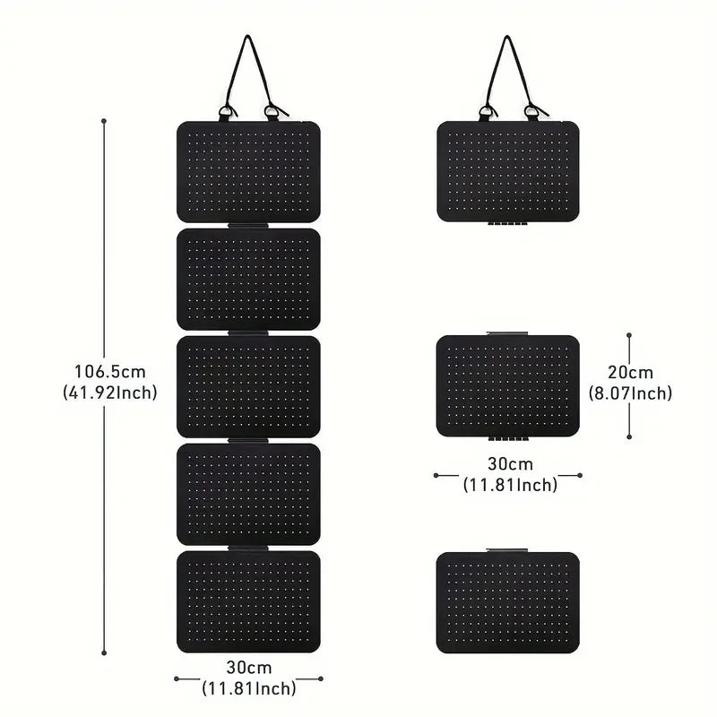 5-Panel Felt Jewelry Storage Board Wall Hanging Display Organizer for Earrings Brooch Pins - Black - 6