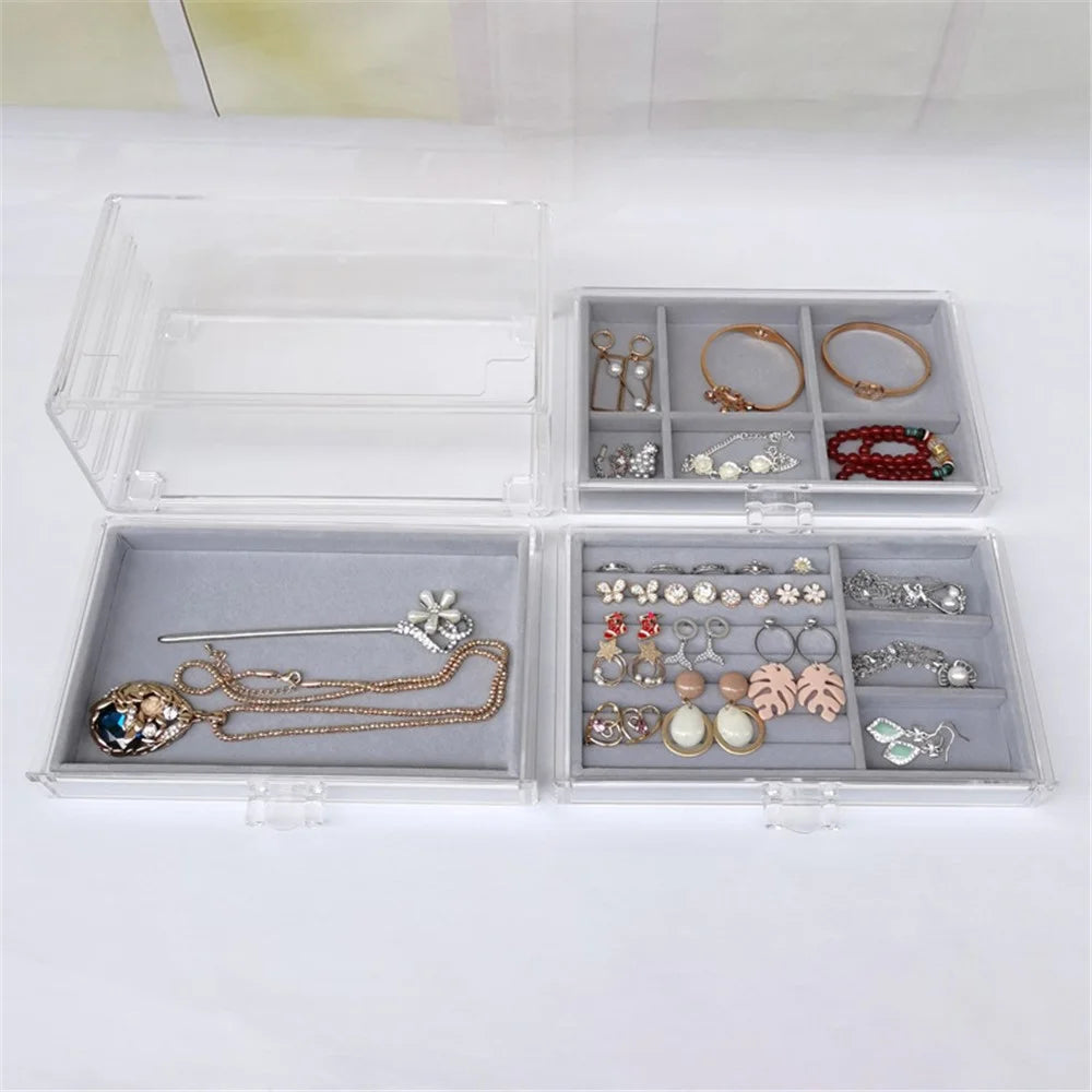 Jewelry Box 3-Layer Jewelry Organizer Removable Tray Drawer Storage Box for Necklaces, Earrings, Rings, Makeups - Grey - 7
