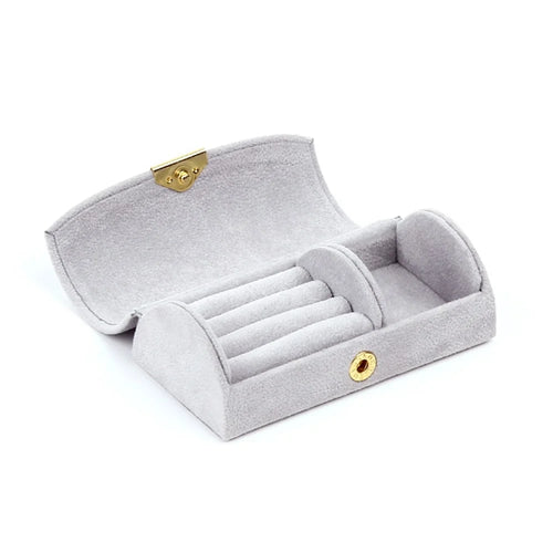 Portable Travel Arched Jewelry Storage Box Earring Bracelet Jewelry Organizer Display Case - Light Grey - 1