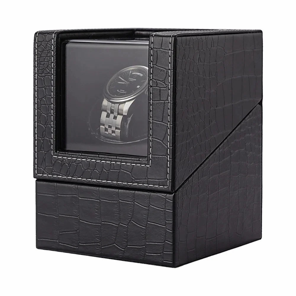 W125 Automatic Single Watch Electric Rotating Box Watch Leather Display Box - Crocodile Texture W125E / US Plug - 1