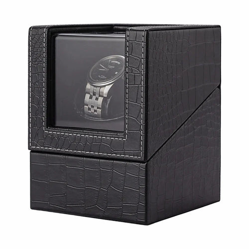 W125 Automatic Single Watch Electric Rotating Box Watch Leather Display Box - Crocodile Texture W125E / US Plug - 1