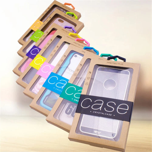 Customized Logo 50Pcs/Set Kraft Paper Box Package for Phone Case, Size: 162 x 85mm - Black - 1