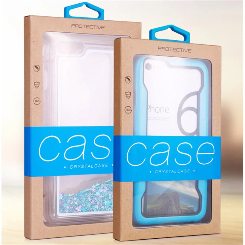 Customized Logo 50Pcs/Set Kraft Paper Box Package for Phone Case, Size: 162 x 85mm - Black - 3