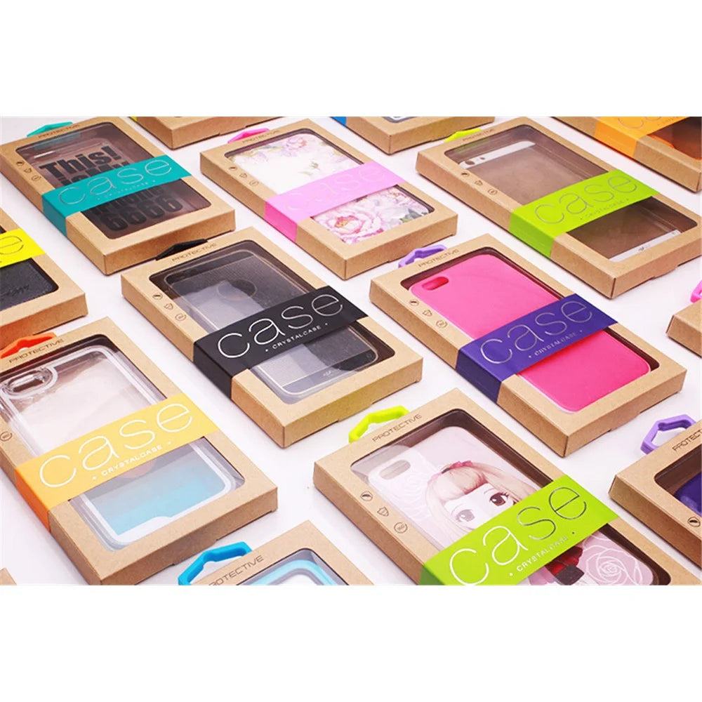 Customized Logo 50Pcs/Set Kraft Paper Box Package for Phone Case, Size: 162 x 85mm - Black - 5