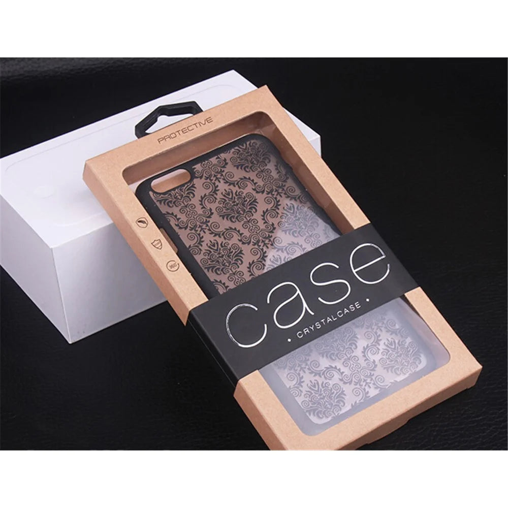 Customized Logo 50Pcs/Set Kraft Paper Box Package for Phone Case, Size: 162 x 85mm - Black - 7