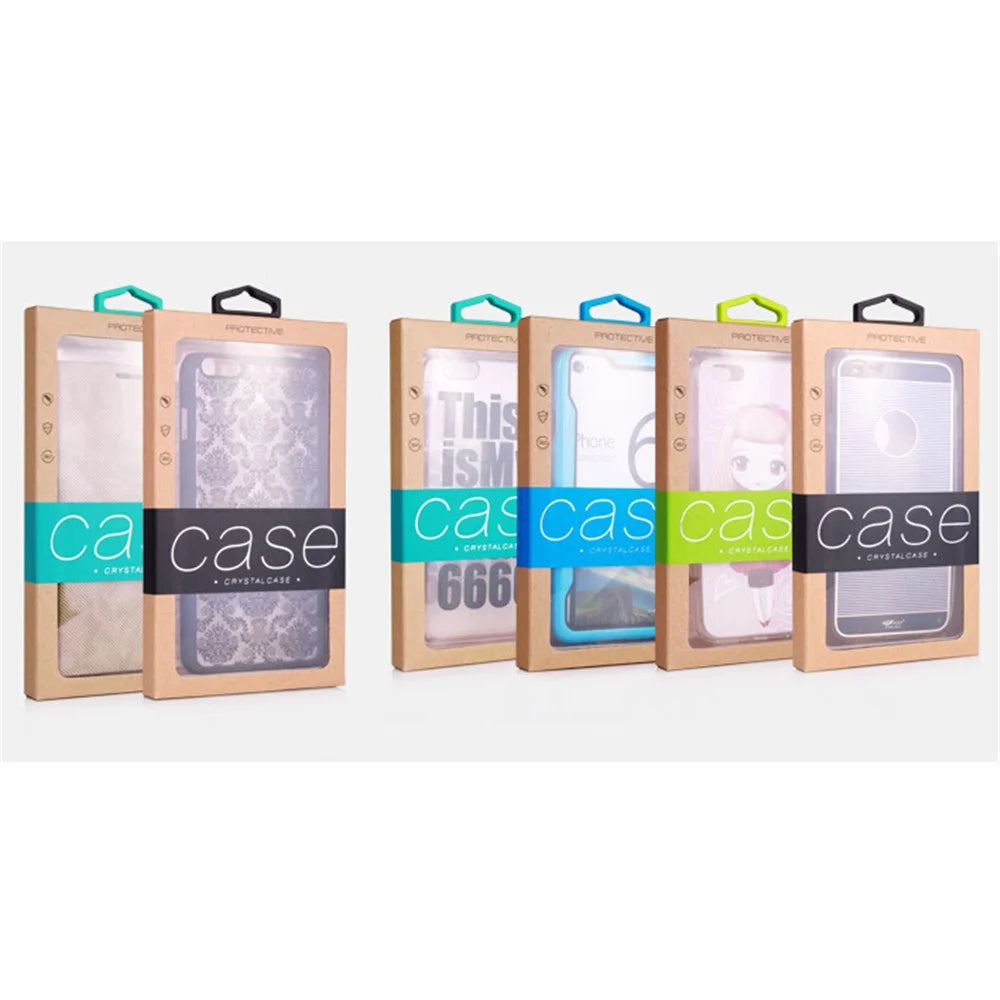 Customized Logo 50Pcs/Set Kraft Paper Box Package for iPhone /Samsung Cases, Size: 140x75mm - Black - 4