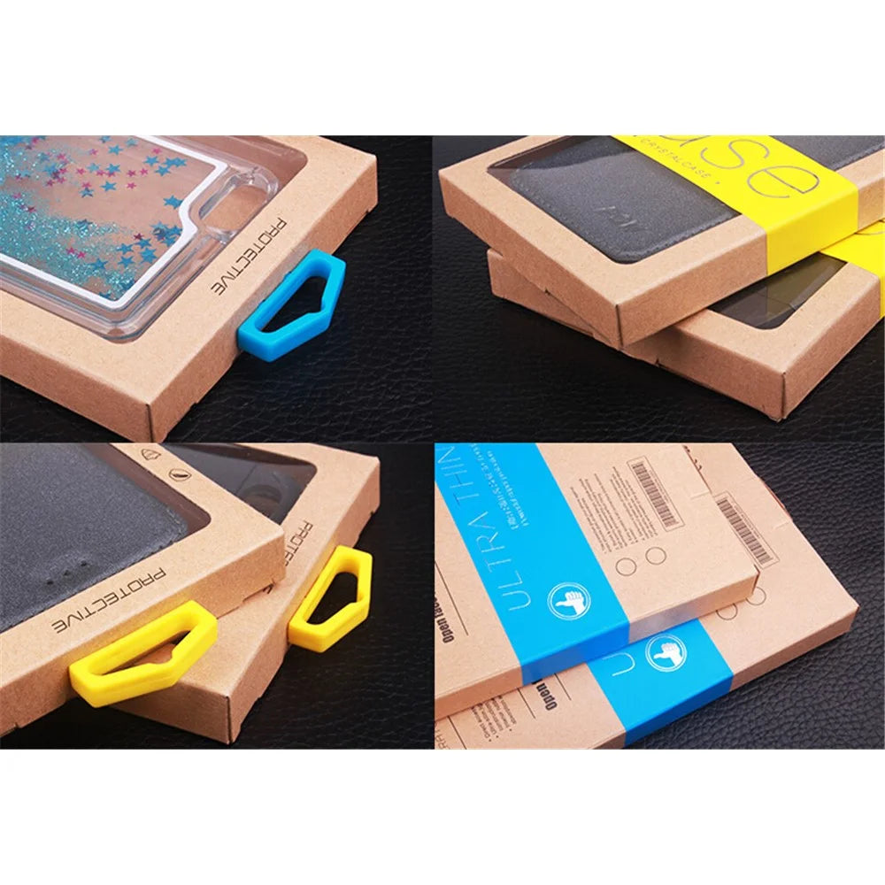 Customized Logo 50Pcs/Set Kraft Paper Box Package for iPhone /Samsung Cases, Size: 140x75mm - Black - 6