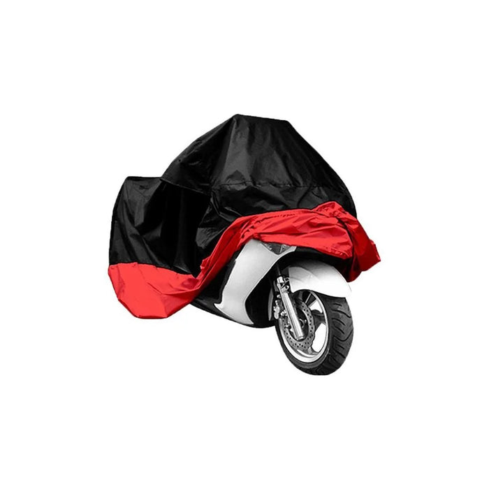Motorcycle Cover Silver Coated Inside Waterproof Dustproof Cover For Large Bikes Cruisers Scooters - Black + Red / XL - 1