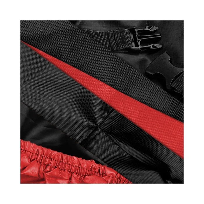 Motorcycle Cover Silver Coated Inside Waterproof Dustproof Cover For Large Bikes Cruisers Scooters - Black + Red / XL - 5
