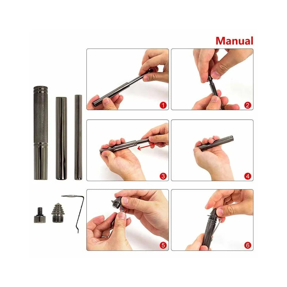 Outdoor Self Defense Pen Emergency Hammer Baton Telescopic Stick Expandable Rod - 3
