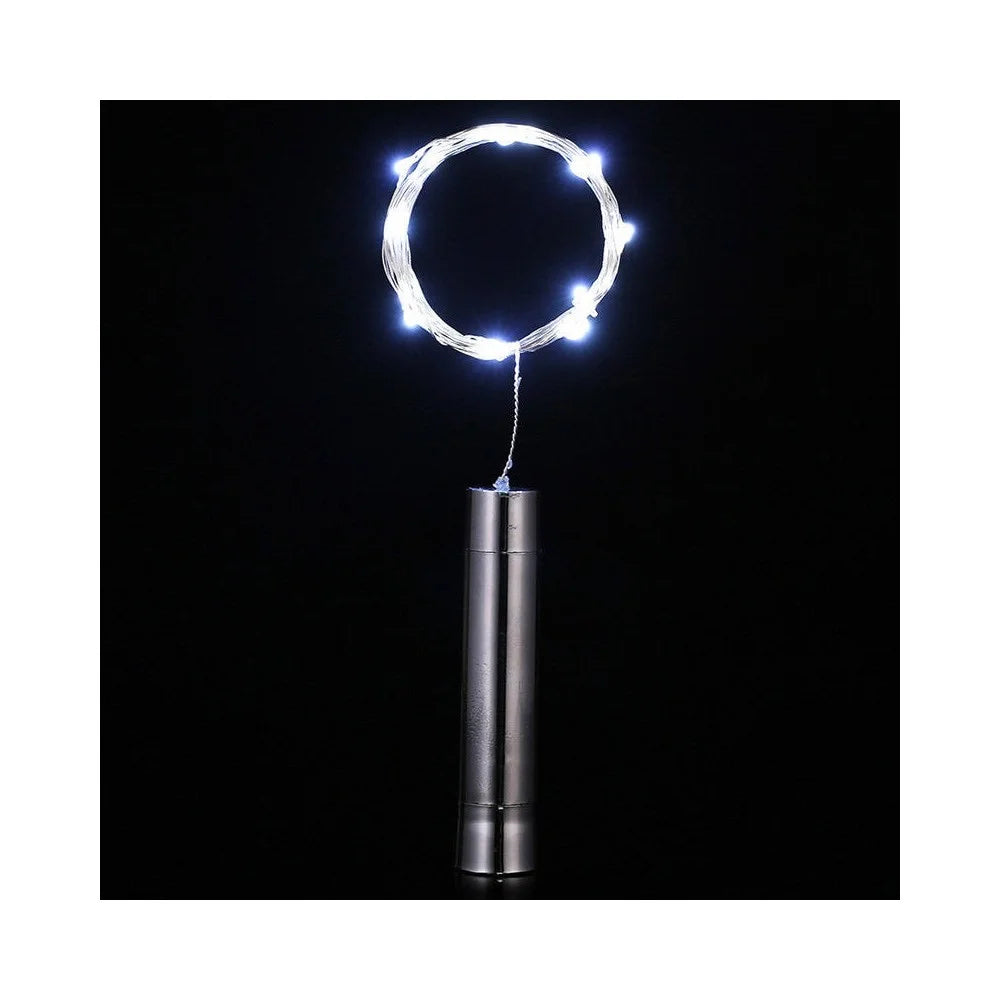 2m 20-LED ED Copper Plated Christmas Holiday Celebration Cork Lamp - White - 1