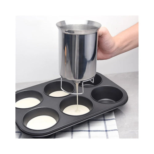 Handheld Stainless Steel Batter Dispenser 900ml Cupcake Batter Funnel Mixing Batter Separator (No FDA) - Siver - 1